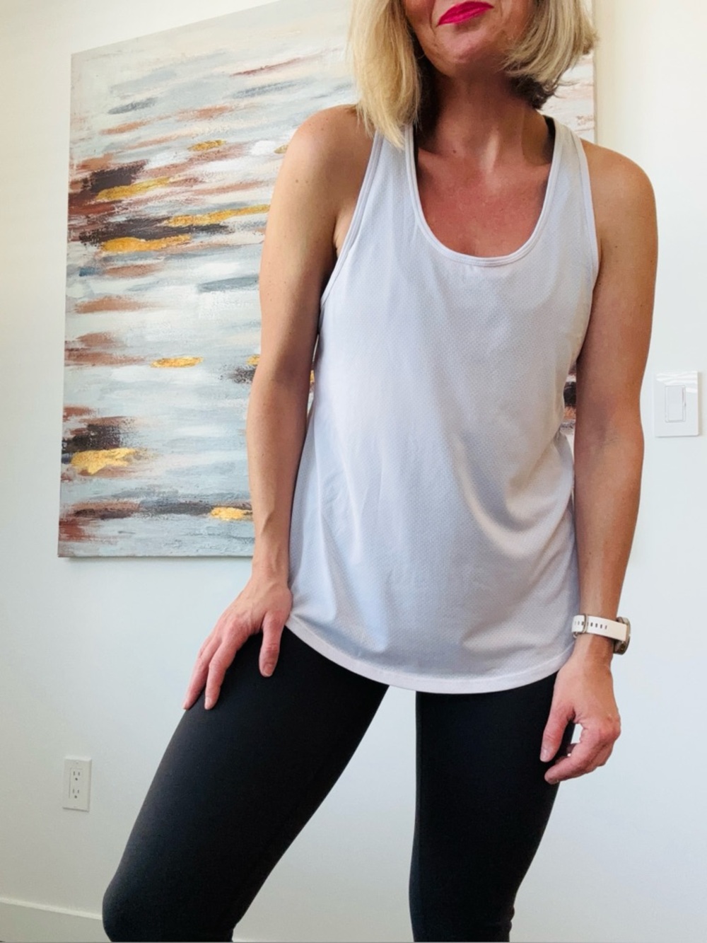 ZYIA Active White Mesh Racerback Workout Tank Top - XL